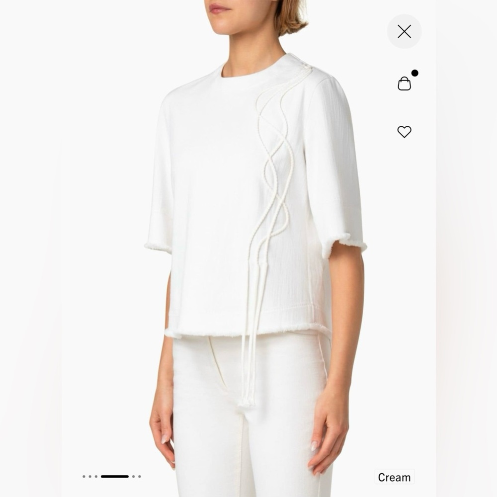 Akris punto  stretch-Denim Frayed-Edge Top